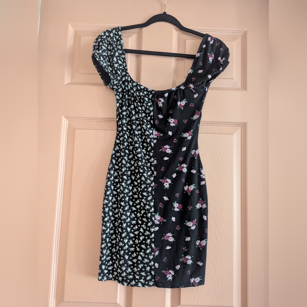 Floral Black Mini Dress